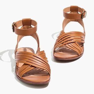 Madewell Samira Flat Sandals - English Saddle - - 5 Medium